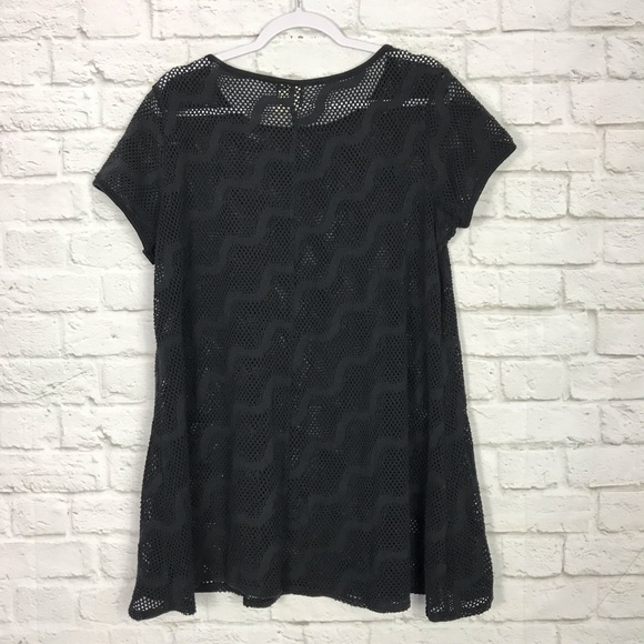 Dotti Black Mesh Wavy Print Tshirt Swim Cover Up L - Picture 5 of 7